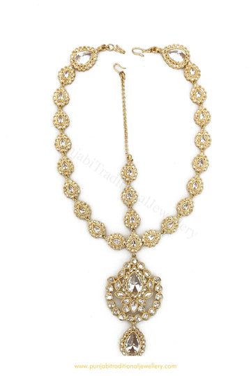 Antique Gold Finished Champagne Stone Matha Patti By PTJ Exclusive